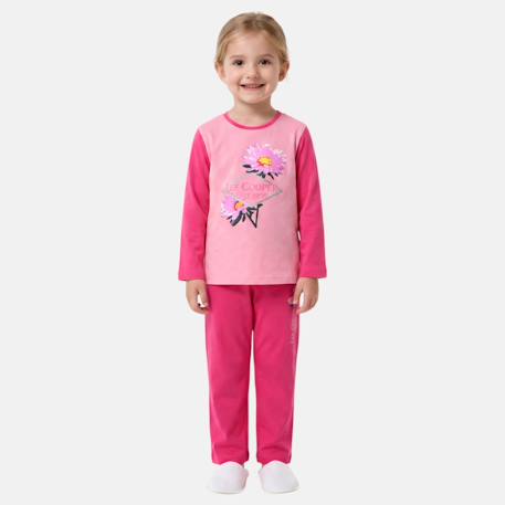 Pyjama manches longues imprimé fleurs fille Bleu marine+Fushia+Rosatre+Rose fuchsia 5 - vertbaudet enfant 
