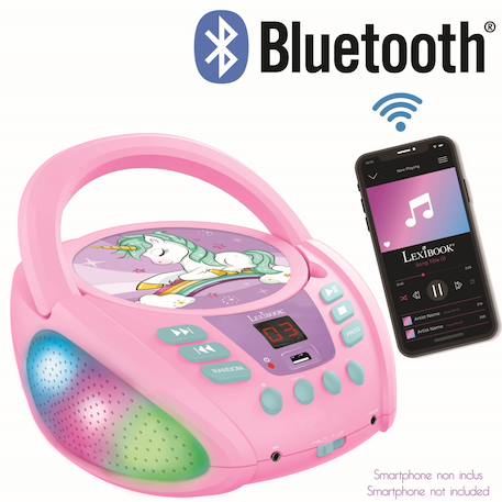 Lecteur cd portable bluetooth licorne ROSE 4 - vertbaudet enfant 
