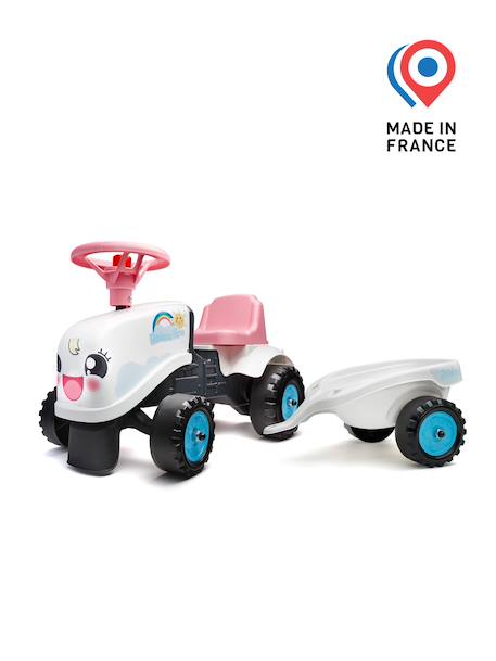 Porteur tracteur avec remorque Blanc et rose+Jaune jcb+Rouge et bleu+Vert claas 4 - vertbaudet enfant 