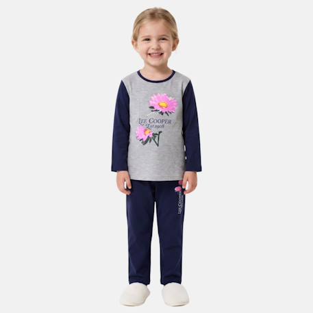 Pyjama manches longues imprimé fleurs fille Bleu marine+Fushia+Rosatre+Rose fuchsia 1 - vertbaudet enfant 