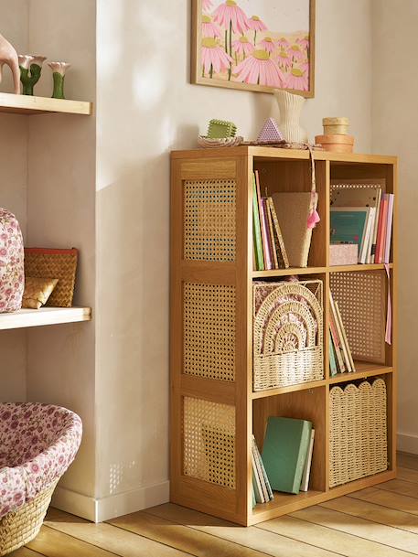 Meuble à cases 6 cases cannage ELLA bois 1 - vertbaudet enfant 
