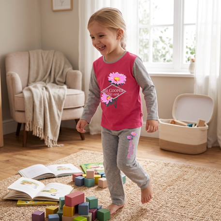 Pyjama manches longues imprimé fleurs fille Bleu marine+Fushia+Rosatre+Rose fuchsia 16 - vertbaudet enfant 