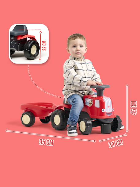 Porteur tracteur birdy farm 1er âge à volant directionnel avec klaxon, remorque. Rose+Rouge+Vert 10 - vertbaudet enfant 