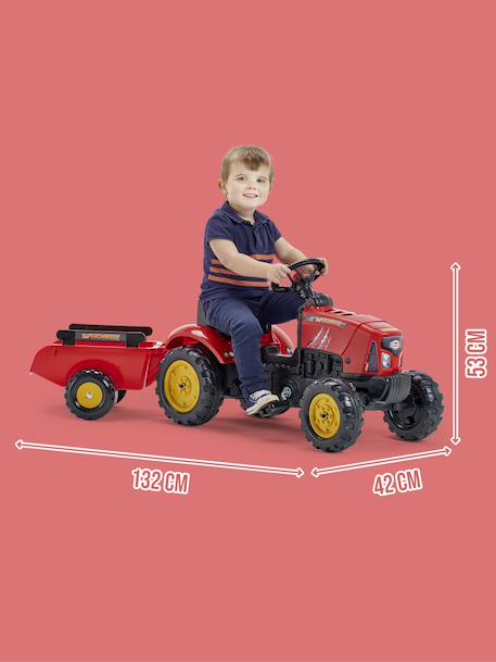Tracteur à pédales supercharger avec capot ouvrant et remorque Rouge+Vert 5 - vertbaudet enfant 