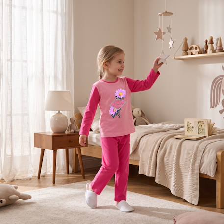 Pyjama manches longues imprimé fleurs fille Bleu marine+Fushia+Rosatre+Rose fuchsia 6 - vertbaudet enfant 