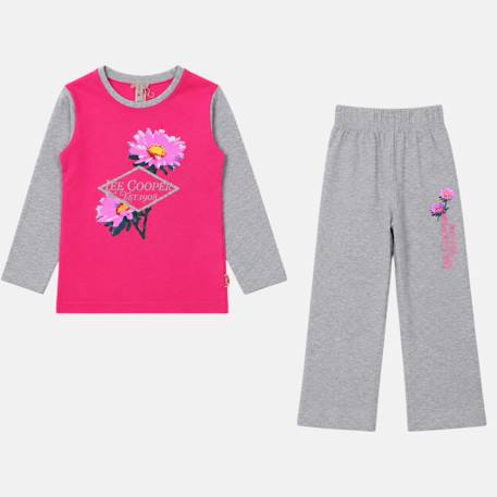 Pyjama manches longues imprimé fleurs fille Bleu marine+Fushia+Rosatre+Rose fuchsia 17 - vertbaudet enfant 