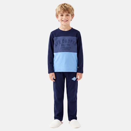 Pyjama manches longues imprimé garçon Bleu marine+Noir+Sable+Vert kaki 1 - vertbaudet enfant 