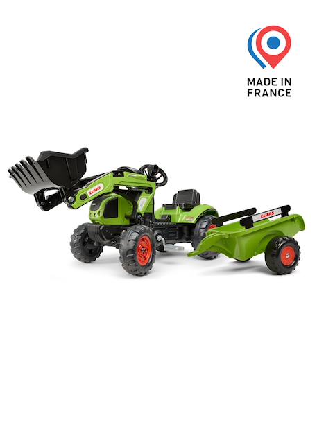 Tractopelle à pédales avec remorque Jaune Komatsu+Vert Claas 9 - vertbaudet enfant 