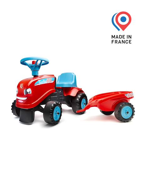 Porteur tracteur avec remorque Blanc et rose+Jaune jcb+Rouge et bleu+Vert claas 16 - vertbaudet enfant 