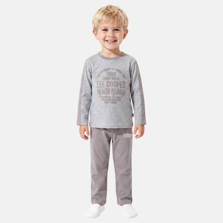 Pyjama imprimé manches longues, col rond Bleu marine+Gris clair+Sable+Vert kaki 6 - vertbaudet enfant 