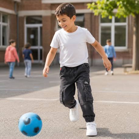 Jean cargo coupe ample, taille à cordon Bleu délavé+Noir délavé 6 - vertbaudet enfant 