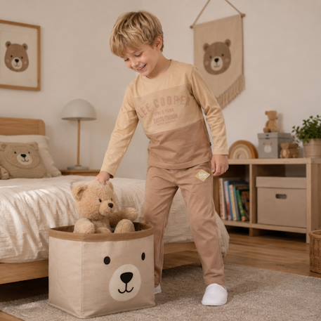 Pyjama manches longues imprimé garçon Bleu marine+Noir+Sable+Vert kaki 12 - vertbaudet enfant 