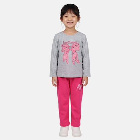 Pyjama imprimé noeud fille Bleu marine+Rose+Rose fuchsia+Sable 11 - vertbaudet enfant 