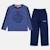 Pyjama imprimé manches longues, col rond Bleu marine+Gris clair+Sable+Vert kaki 3 - vertbaudet enfant 
