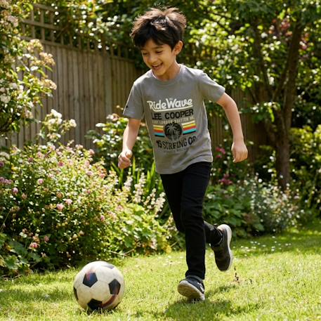T-shirt manches courtes imprimé, col rond Beige+Bleu marine+Gris clair+Vert kaki 11 - vertbaudet enfant 