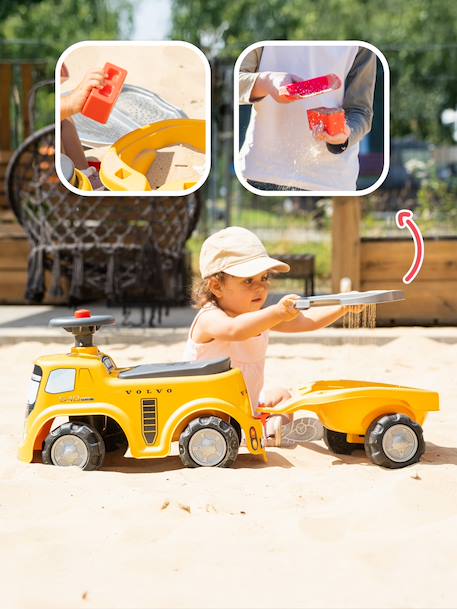 Porteur chantier avec assise ouvrante et volant directionnel avec klaxon, remorque et jeux de sable Jaune jcb+Jaune volvo 8 - vertbaudet enfant 