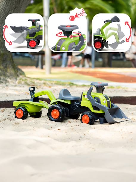 Porteur tracteur Claas  avec pelle frontale, excavatrice et remorque Vert claas 3 - vertbaudet enfant 