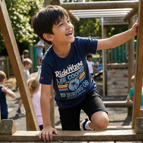 T-shirt manches courtes imprimé, col rond Beige+Bleu marine+Gris clair+Vert kaki 6 - vertbaudet enfant 