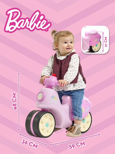 Scooter 1er âge barbie à roues silencieuses, guidon directionnel avec klaxon - crème et rose Rose barbie 5 - vertbaudet enfant 