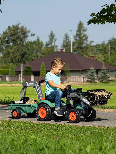 Tractopelle à pédales avec excavatrice arrière et remorque Jaune komatsu+Orange+Vert claas+Vert vintage 16 - vertbaudet enfant 