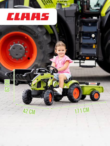 Tractopelle à pédales avec remorque Jaune Komatsu+Vert Claas 10 - vertbaudet enfant 