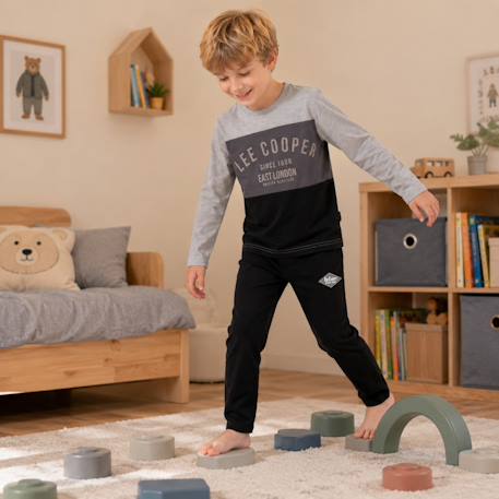 Pyjama manches longues imprimé garçon Bleu marine+Noir+Sable+Vert kaki 7 - vertbaudet enfant 