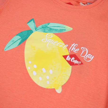 T-shirt manches courtes imprimé, col rond Corail+Jaune pâle+Rose 4 - vertbaudet enfant 