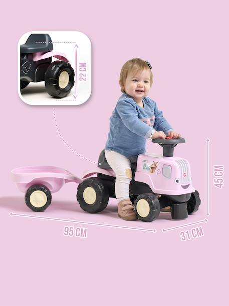 Porteur tracteur birdy farm 1er âge à volant directionnel avec klaxon, remorque. Rose+Rouge+Vert 5 - vertbaudet enfant 