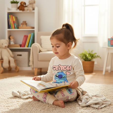 Pyjama fille lilo & stitch Écru+Violet clair 2 - vertbaudet enfant 