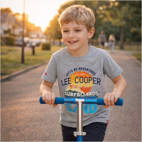 T-shirt manches courtes imprimé, col rond Bleu ciel+Gris clair+Jaune pâle+Marine 7 - vertbaudet enfant 