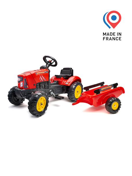 Tracteur à pédales supercharger avec capot ouvrant et remorque Rouge+Vert 4 - vertbaudet enfant 