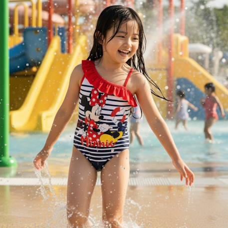 Maillot de bain 1 pièce imprimé minnie Bleu marine+Corail 8 - vertbaudet enfant 