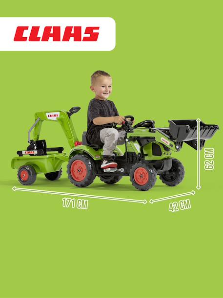 Tractopelle à pédales avec excavatrice arrière et remorque Jaune komatsu+Orange+Vert claas+Vert vintage 14 - vertbaudet enfant 