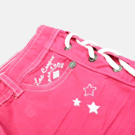 Short en jeans fille avec decor tressé Bleu brut+Rose fuchsia+Vert kaki 11 - vertbaudet enfant 