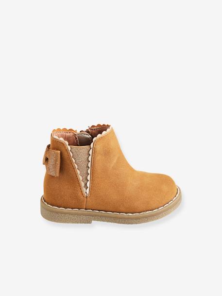 Boots cuir bébé fille élastiqués CAMEL 2 - vertbaudet enfant 