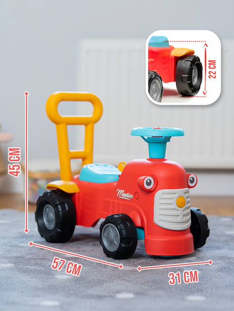 Porteur Tracteur avec barre d'aide à la marche ergonomique Rouge+Vert claas+Vert vintage 5 - vertbaudet enfant 