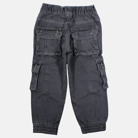 Jean cargo coupe ample, taille à cordon Bleu délavé+Noir délavé 9 - vertbaudet enfant 