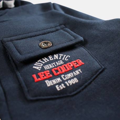 Veste sweat à capuche boutonnée garçon Bleu marine+Ecru+Vert kaki 5 - vertbaudet enfant 