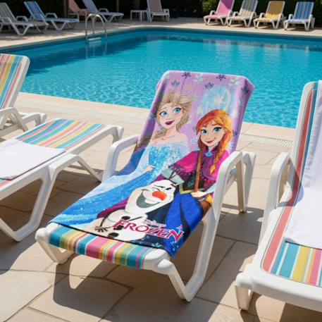 Serviette de plage imprimée grand format la reine des neiges Violet clair 2 - vertbaudet enfant 