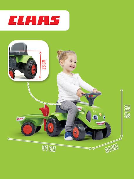 Porteur tracteur avec remorque Blanc et rose+Jaune jcb+Rouge et bleu+Vert claas 23 - vertbaudet enfant 