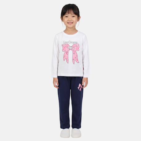 Pyjama imprimé noeud fille Bleu marine+Rose+Rose fuchsia+Sable 1 - vertbaudet enfant 