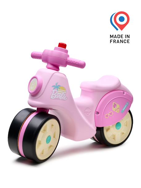 Scooter 1er âge barbie à roues silencieuses, guidon directionnel avec klaxon - crème et rose Rose barbie 4 - vertbaudet enfant 