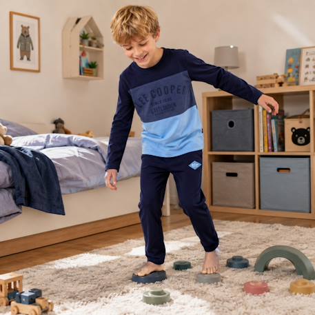 Pyjama manches longues imprimé garçon Bleu marine+Noir+Sable+Vert kaki 2 - vertbaudet enfant 