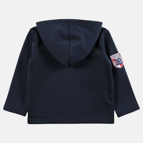 Veste sweat à capuche boutonnée garçon Bleu marine+Ecru+Vert kaki 4 - vertbaudet enfant 