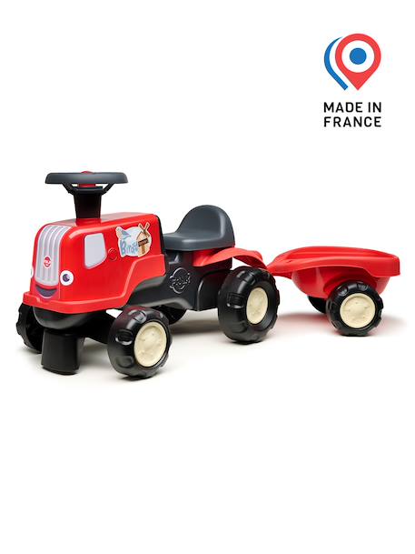 Porteur tracteur birdy farm 1er âge à volant directionnel avec klaxon, remorque. Rose+Rouge+Vert 9 - vertbaudet enfant 