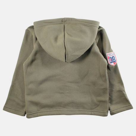 Veste sweat à capuche boutonnée garçon Bleu marine+Ecru+Vert kaki 14 - vertbaudet enfant 