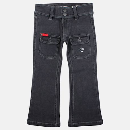 Jean coupe large, taille haute et fermeture boutonnée Bleu used+Gris délavé 8 - vertbaudet enfant 