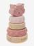 Tour à empiler en bois FSC® et silicone jaune+rose+vert 8 - vertbaudet enfant 