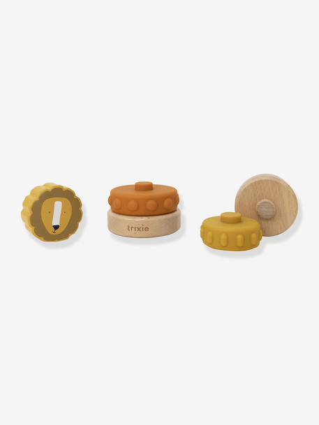 Tour à empiler en bois FSC® et silicone jaune+rose+vert 4 - vertbaudet enfant 