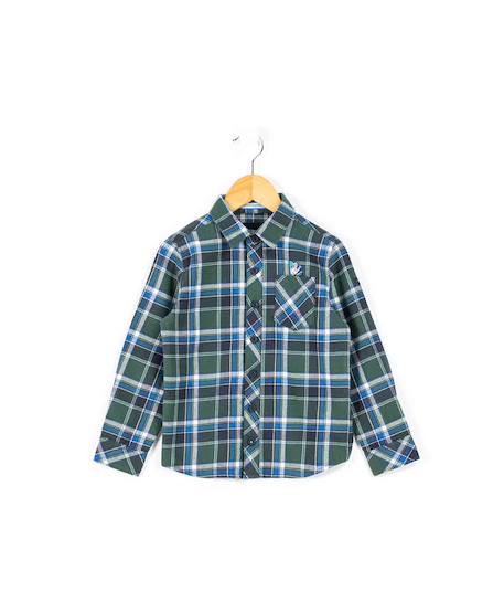 Chemise manches longues 100% coton garçon Carreaux vert 1 - vertbaudet enfant 